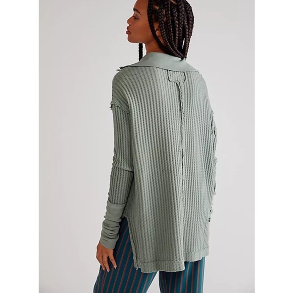 Free People Thermal Raymond Tunic Top in Washed Army - Picture 3 of 6